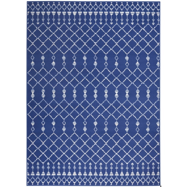 Homeroots 5 x 7 ft. Navy Blue & Ivory Berber Pattern Area Rug 385830 - main